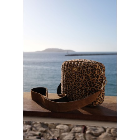 Leopard Caesar bag with leather handle prix