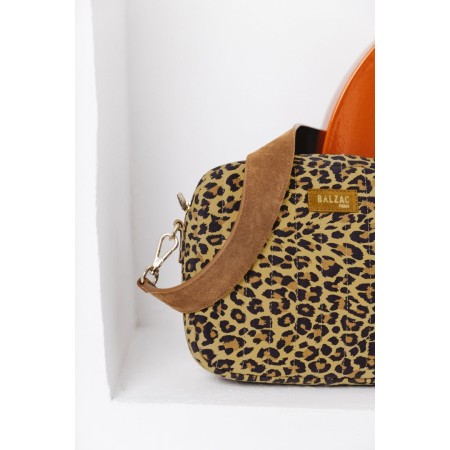 Leopard Caesar bag with leather handle prix