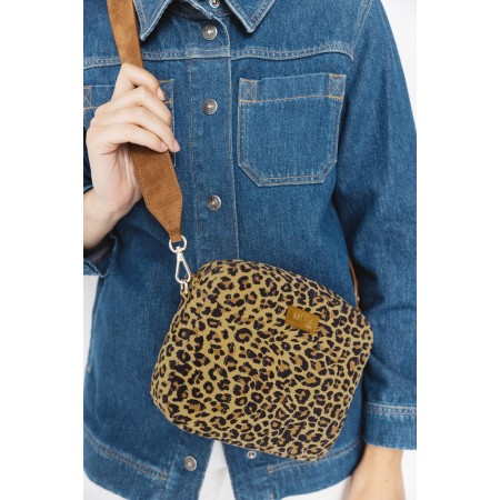 Leopard Caesar bag with leather handle prix