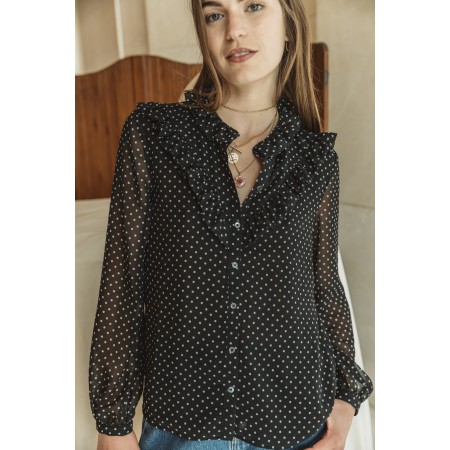 Zora black shirt with white polka dots En savoir plus