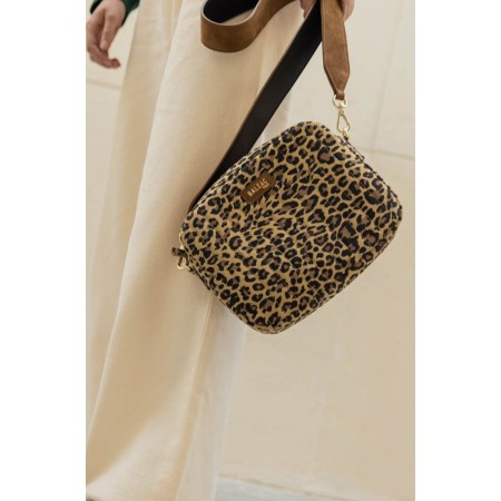 Leopard Caesar bag with leather handle prix