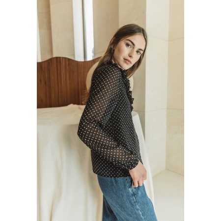 Zora black shirt with white polka dots En savoir plus