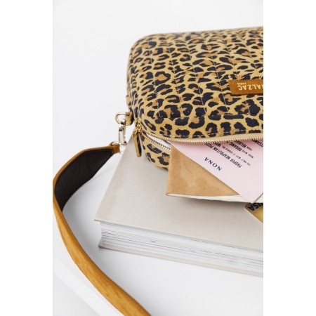 Leopard Caesar bag with leather handle prix