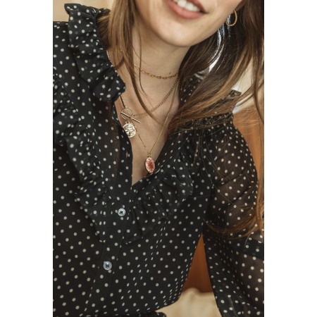 Zora black shirt with white polka dots En savoir plus