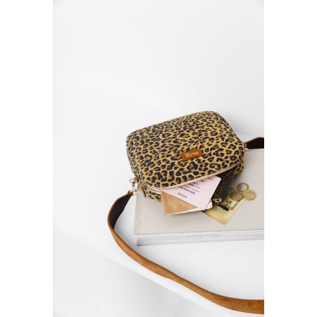 Leopard Caesar bag with leather handle prix