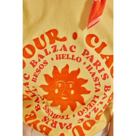 Tee-shirt Bree Bonjour ciao jaune et orange Economisez 