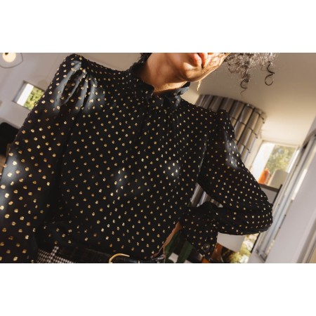 Black and gold Floppy blouse Livraison rapide