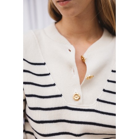 Navy striped Ivanie sweater le des métaux précieux