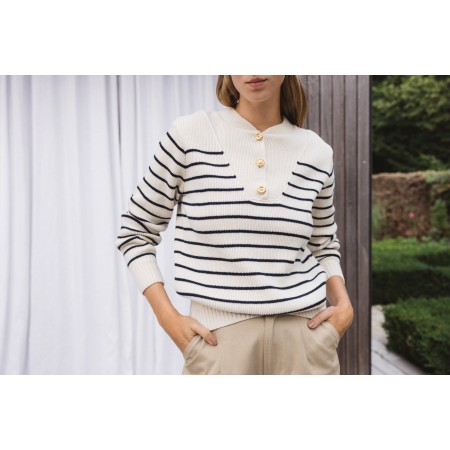 Navy striped Ivanie sweater le des métaux précieux