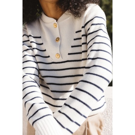 Navy striped Ivanie sweater le des métaux précieux