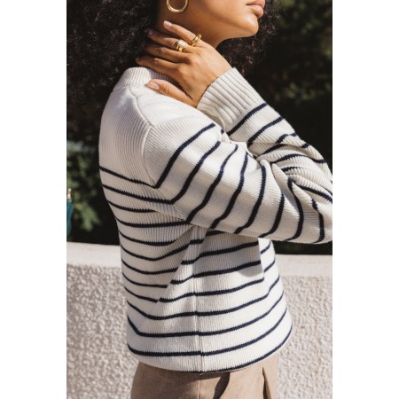 Navy striped Ivanie sweater le des métaux précieux