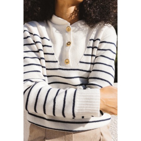 Navy striped Ivanie sweater le des métaux précieux