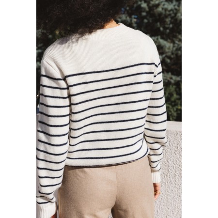 Navy striped Ivanie sweater le des métaux précieux