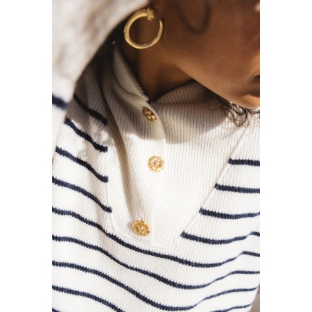 Navy striped Ivanie sweater le des métaux précieux