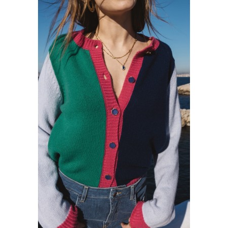 Blue, green and pink Fontaine cardigan l'achat 