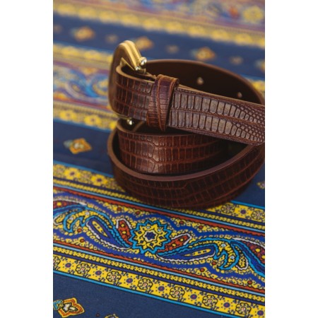 Chocolate lizard embossed Scandale belt la livraison gratuite