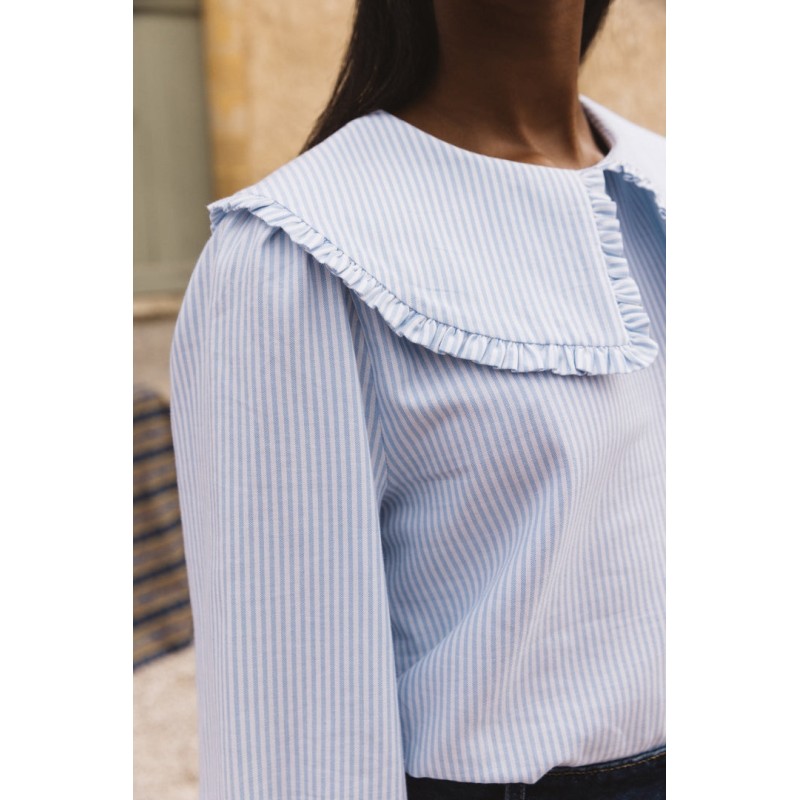 Blue and white striped Cezembre blouse chez Cornerstreet bien 