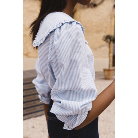 Blue and white striped Cezembre blouse chez Cornerstreet bien 