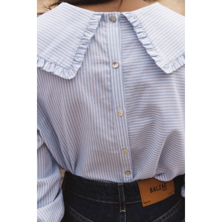 Blue and white striped Cezembre blouse chez Cornerstreet bien 