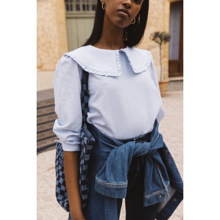 Blue and white striped Cezembre blouse chez Cornerstreet bien 