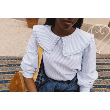 Blue and white striped Cezembre blouse chez Cornerstreet bien 