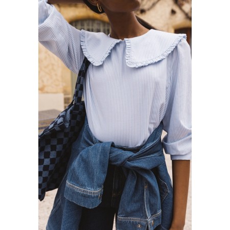 Blue and white striped Cezembre blouse chez Cornerstreet bien 