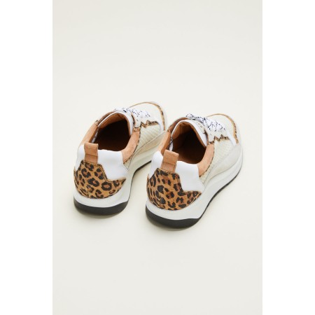 Maximilien ecru and leopard sneakers s'inspire de l'anatomie humaine