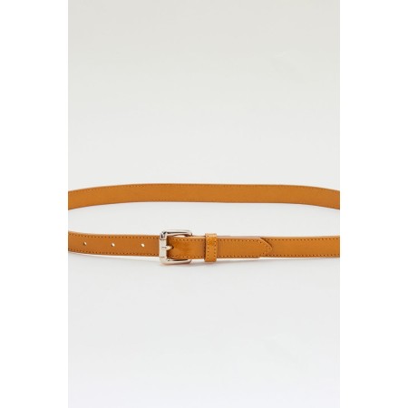 Mustard crumpled patent Aimie belt destockage