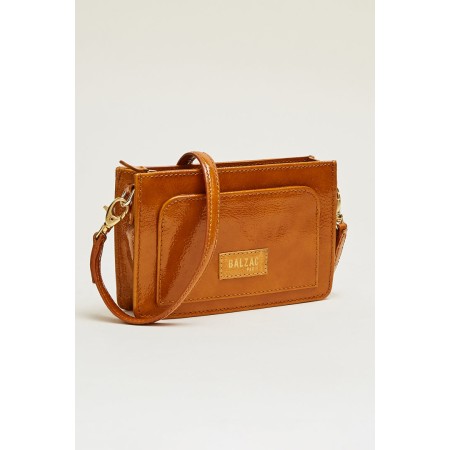 Mustard crumpled patent Martie bag pas cher 