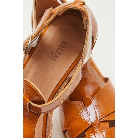 Corsaire mustard crumpled patent sandals online