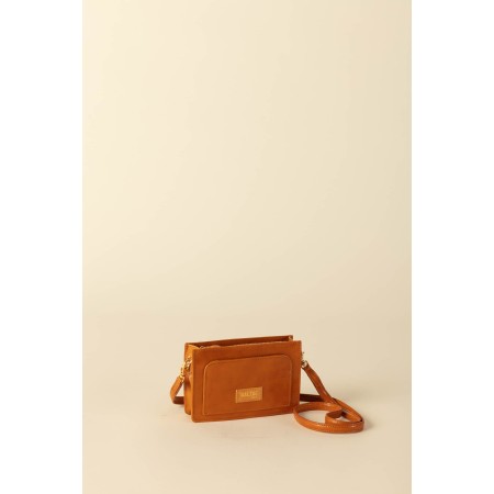 Mustard crumpled patent Martie bag pas cher 