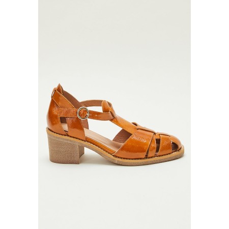 Corsaire mustard crumpled patent sandals online