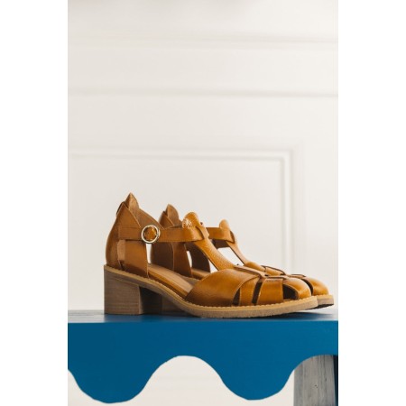 Corsaire mustard crumpled patent sandals online