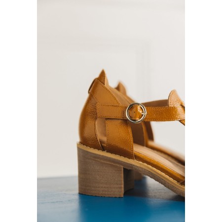 Corsaire mustard crumpled patent sandals online