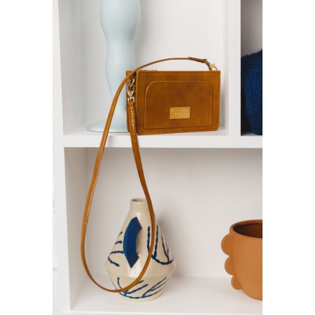 Mustard crumpled patent Martie bag pas cher 