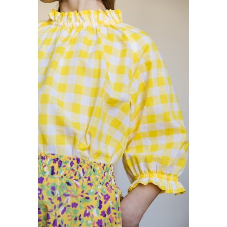 Friandise yellow gingham blouse de la marque