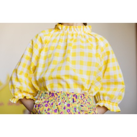 Friandise yellow gingham blouse de la marque