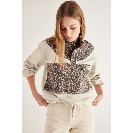 Prévert ecru and leopard sweatshirt Amélioration de cerveau avec