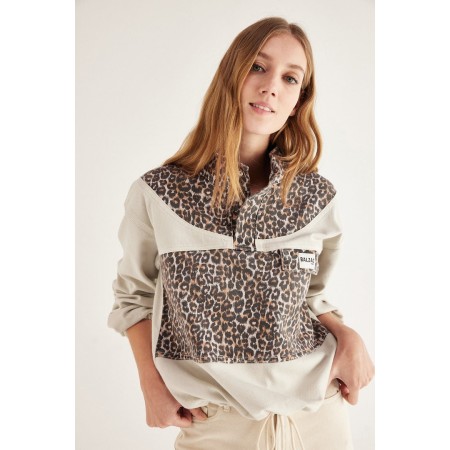 Prévert ecru and leopard sweatshirt Amélioration de cerveau avec