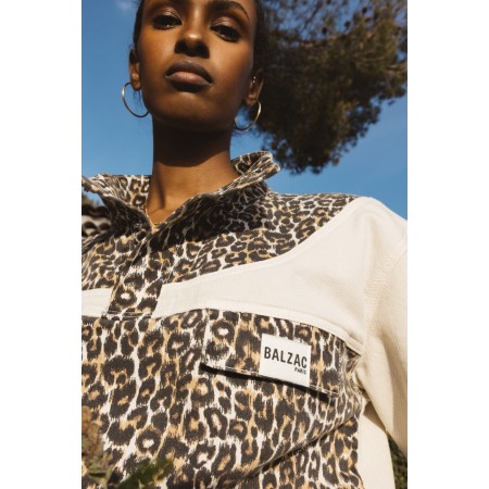 Prévert ecru and leopard sweatshirt Amélioration de cerveau avec