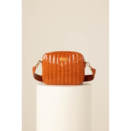 Orange crocodile embossed Cesar bag destockage