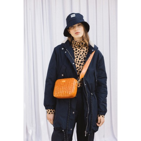 Orange crocodile embossed Cesar bag destockage