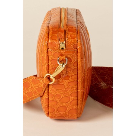 Orange crocodile embossed Cesar bag destockage