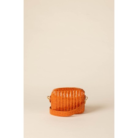 Orange crocodile embossed Cesar bag destockage