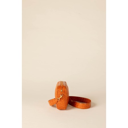 Orange crocodile embossed Cesar bag destockage