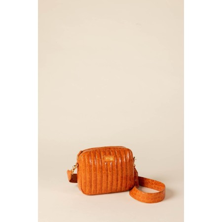 Orange crocodile embossed Cesar bag destockage