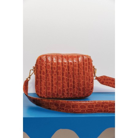 Orange crocodile embossed Cesar bag destockage