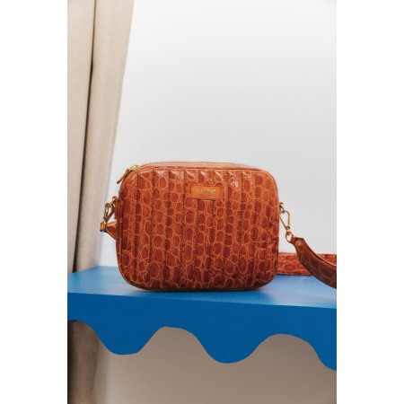 Orange crocodile embossed Cesar bag destockage