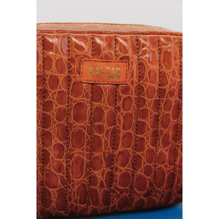 Orange crocodile embossed Cesar bag destockage