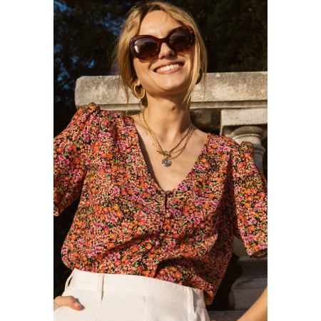 fleurette top with field flower print store